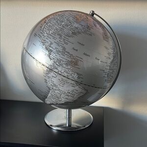 Silver Decorative Globe Accent with Stand